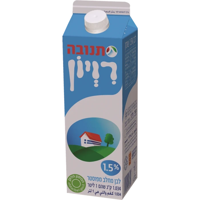רויון בקרטון 1.5% שומן 1 ליטר.
